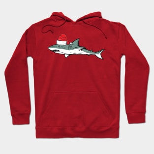 Santa Hat-Wearing Great White Shark Funny Christmas Holiday Hoodie